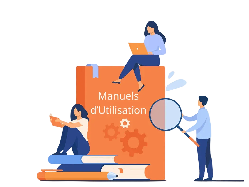 Illustration de manuels d'utilisation dans  espace pour la clientèle