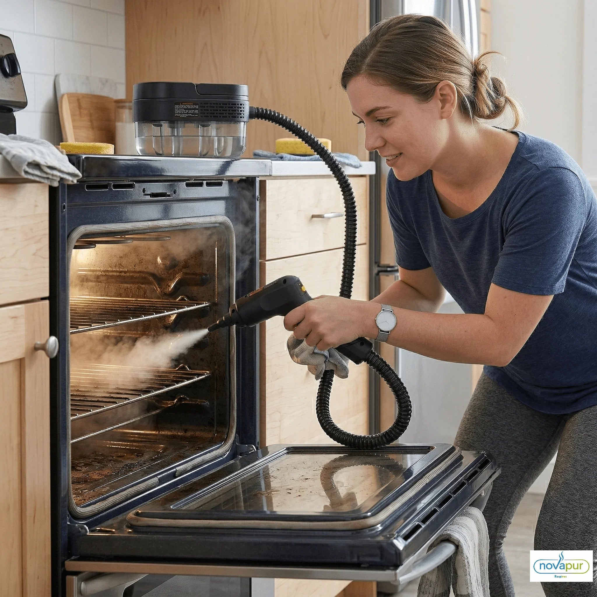 Nettoyeur vapeur Novapur utilisé pour nettoyer l’intérieur d’un four